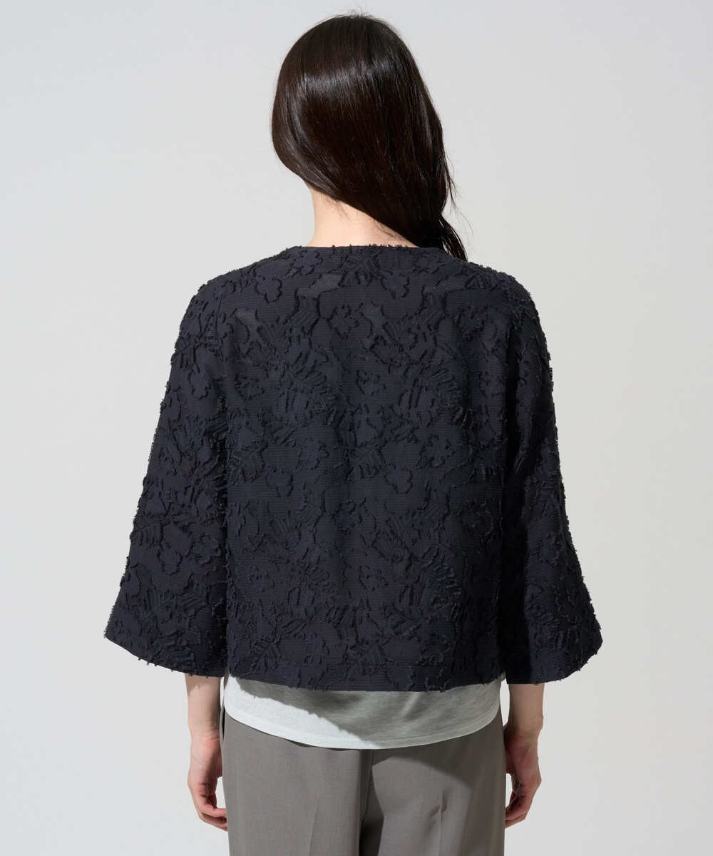 PRJGD20590 CHRISTIAN AUJARD(クリスチャン・オジャール) [セットアップ対応]フラワーカットジャカードジャケット ネイビー