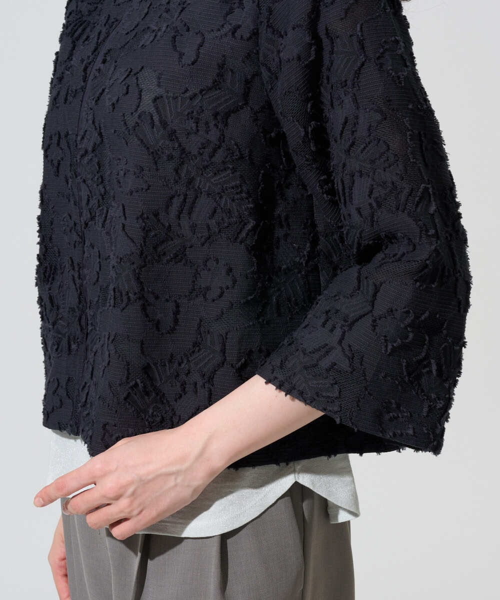 PRJGD20590 CHRISTIAN AUJARD(クリスチャン・オジャール) [セットアップ対応]フラワーカットジャカードジャケット ネイビー