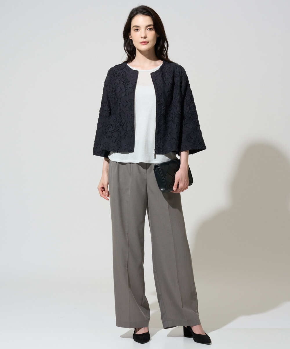 PRJGD20590 CHRISTIAN AUJARD(クリスチャン・オジャール) [セットアップ対応]フラワーカットジャカードジャケット ネイビー