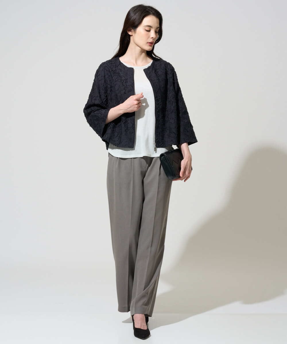 PRJGD20590 CHRISTIAN AUJARD(クリスチャン・オジャール) [セットアップ対応]フラワーカットジャカードジャケット ネイビー