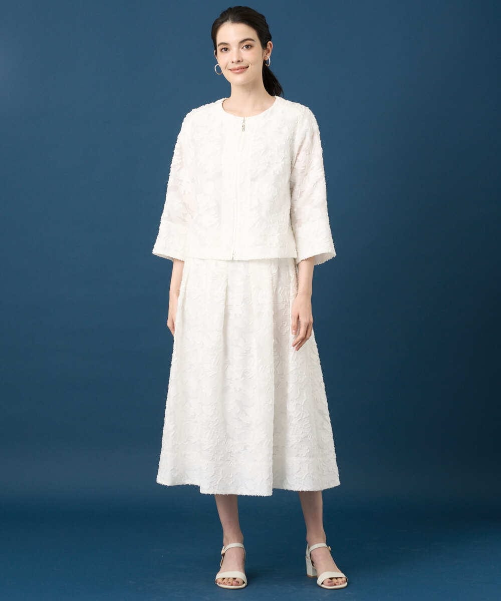 PRJGD20590 CHRISTIAN AUJARD(クリスチャン・オジャール) [セットアップ対応]フラワーカットジャカードジャケット ホワイト