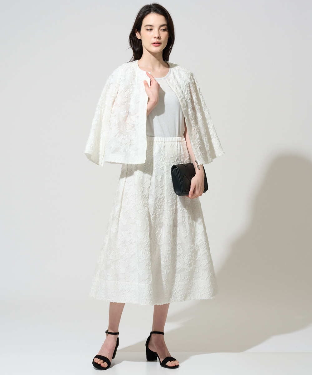 PRJGD20590 CHRISTIAN AUJARD(クリスチャン・オジャール) [セットアップ対応]フラワーカットジャカードジャケット ホワイト