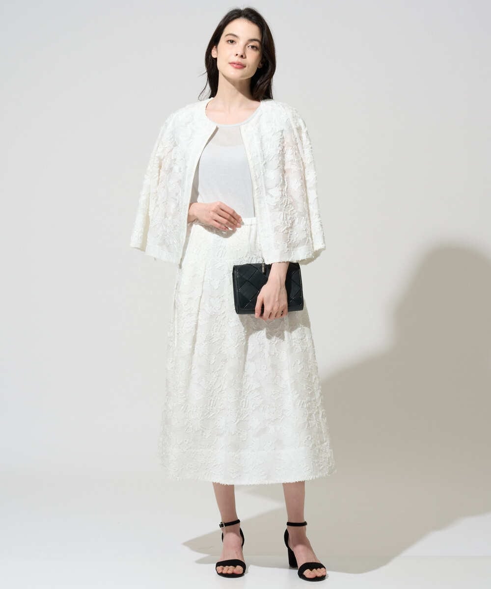 PRJGD20590 CHRISTIAN AUJARD(クリスチャン・オジャール) [セットアップ対応]フラワーカットジャカードジャケット ホワイト