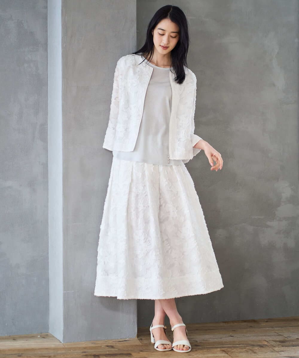 PRJGD20590 CHRISTIAN AUJARD(クリスチャン・オジャール) [セットアップ対応]フラワーカットジャカードジャケット ホワイト