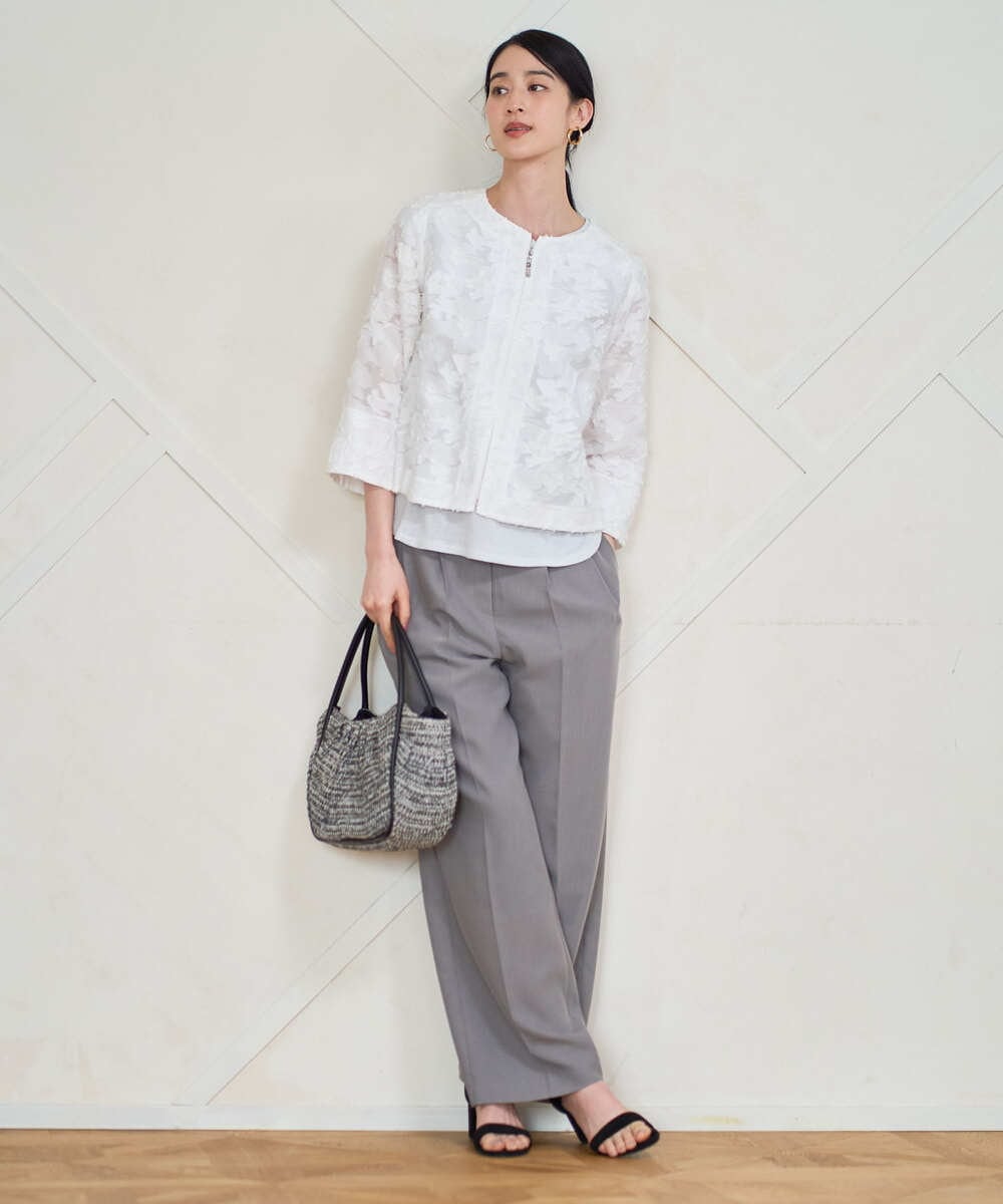 PRJGD20590 CHRISTIAN AUJARD(クリスチャン・オジャール) [セットアップ対応]フラワーカットジャカードジャケット ホワイト