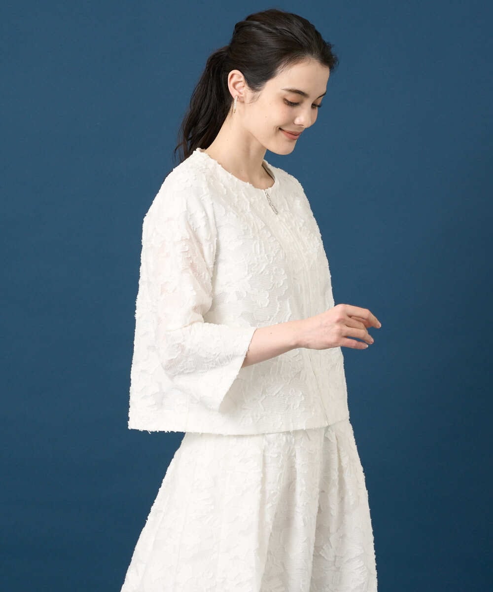 PRJGD20590 CHRISTIAN AUJARD(クリスチャン・オジャール) [セットアップ対応]フラワーカットジャカードジャケット ホワイト