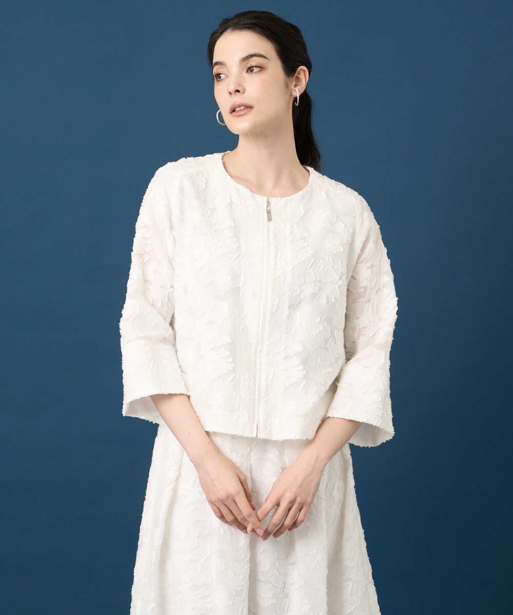 PRJGD20590 CHRISTIAN AUJARD(クリスチャン・オジャール) [セットアップ対応]フラワーカットジャカードジャケット ホワイト