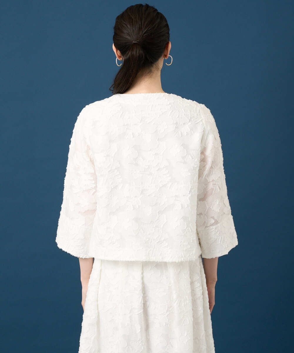 PRJGD20590 CHRISTIAN AUJARD(クリスチャン・オジャール) [セットアップ対応]フラワーカットジャカードジャケット ホワイト