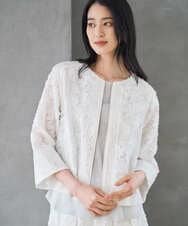 PRJGD20590 CHRISTIAN AUJARD(クリスチャン・オジャール) [セットアップ対応]フラワーカットジャカードジャケット ホワイト