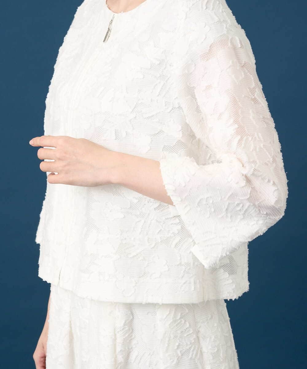 PRJGD20590 CHRISTIAN AUJARD(クリスチャン・オジャール) [セットアップ対応]フラワーカットジャカードジャケット ホワイト