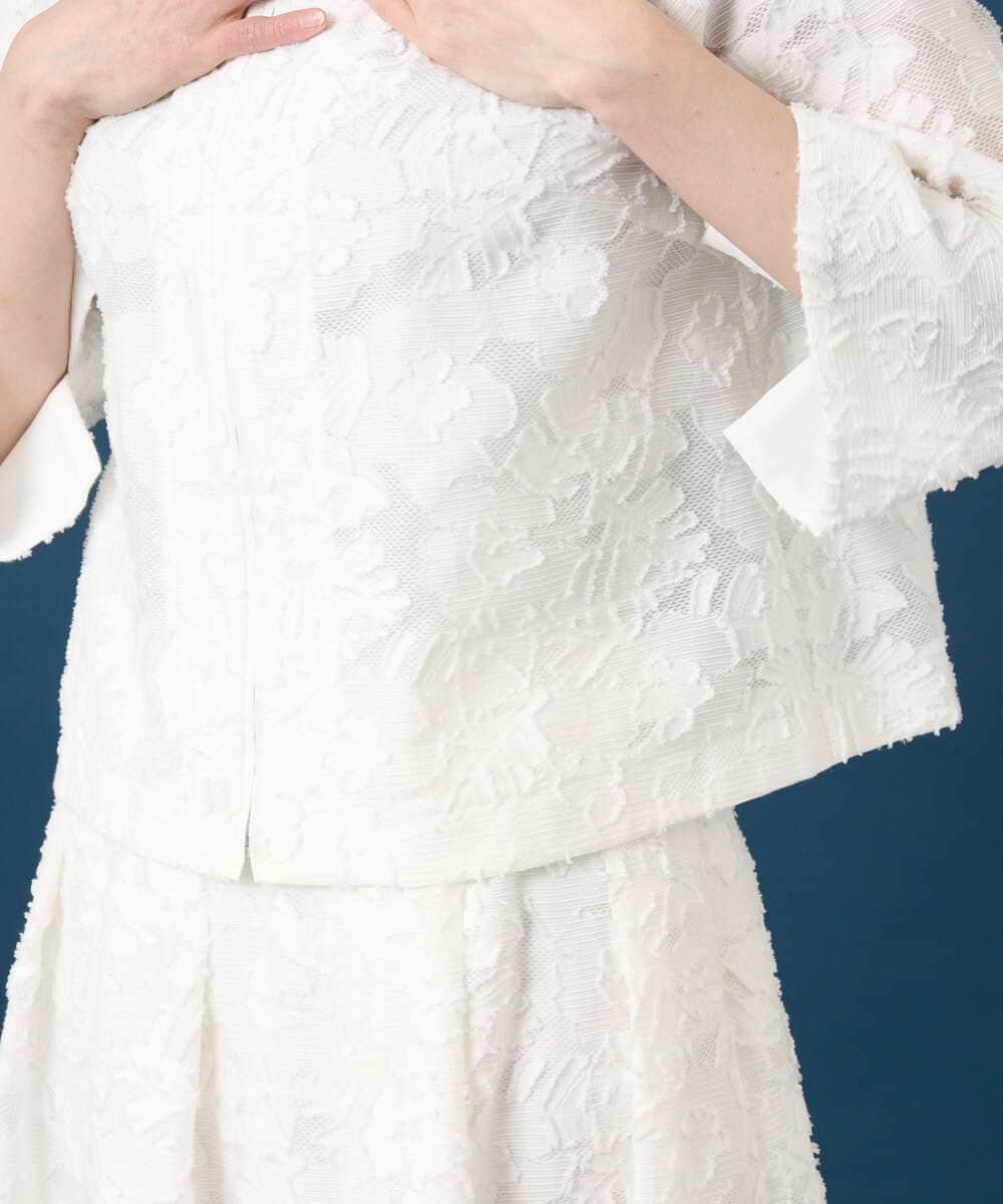 PRJGD20590 CHRISTIAN AUJARD(クリスチャン・オジャール) [セットアップ対応]フラワーカットジャカードジャケット ホワイト