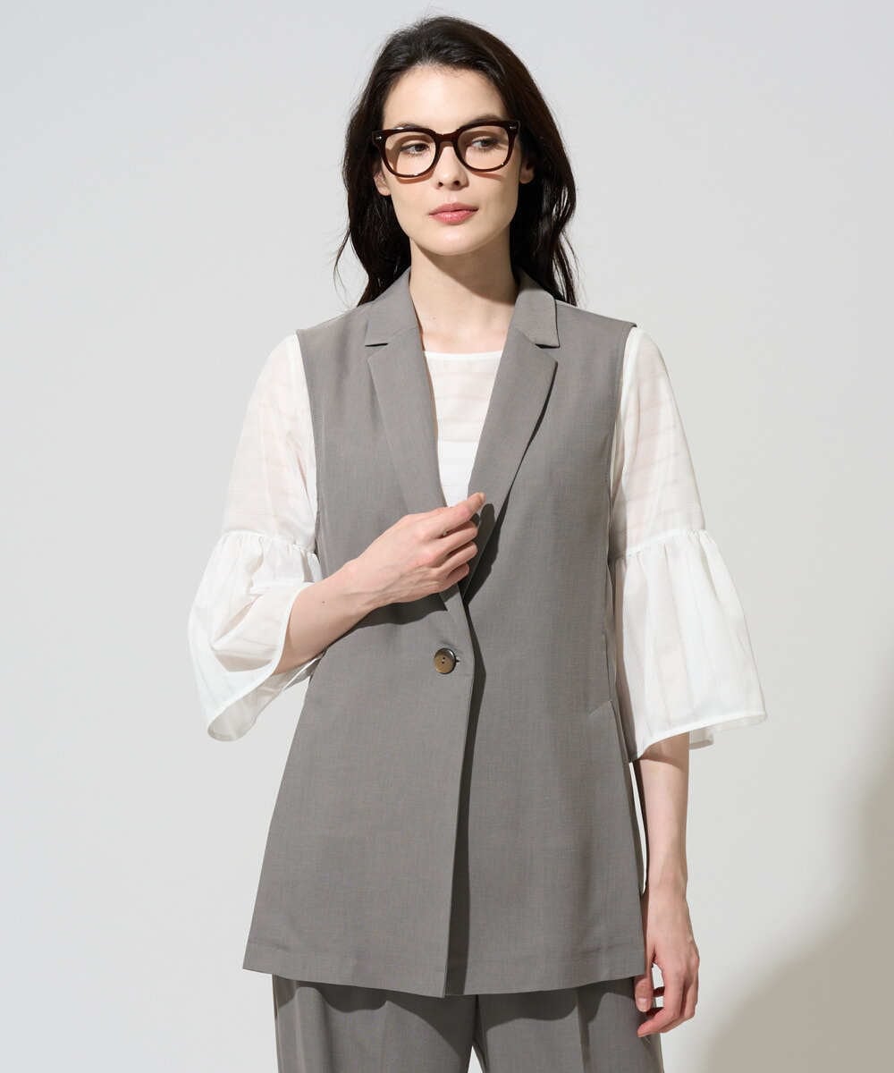 PRJGD21430 CHRISTIAN AUJARD(クリスチャン・オジャール) [セットアップ対応/速乾性]テーラードジレ ベージュ系