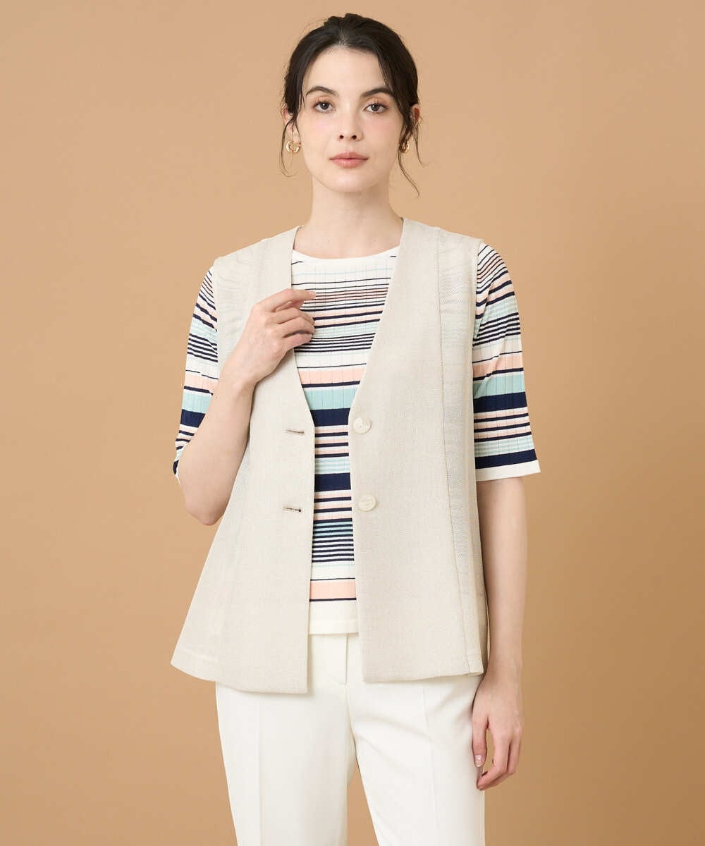 PRJGD60430 CHRISTIAN AUJARD(クリスチャン・オジャール) リネンライクカラミ ジレ アイボリー