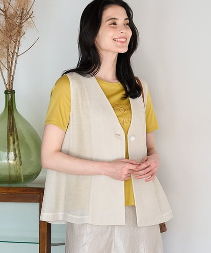 PRJGD60430 CHRISTIAN AUJARD リネンライクカラミ ジレ