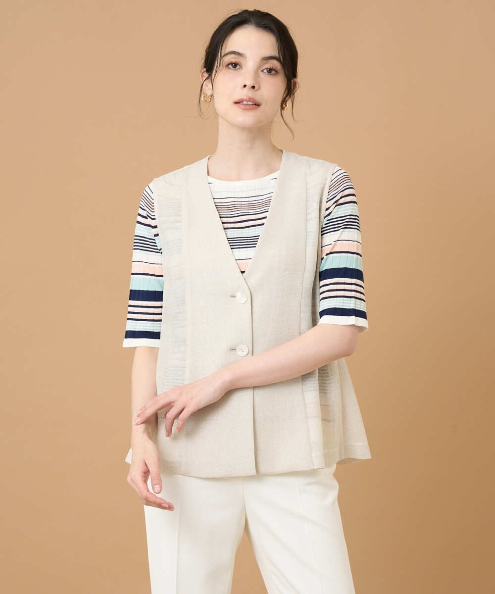 PRJGD60430 CHRISTIAN AUJARD(クリスチャン・オジャール) リネンライクカラミ ジレ アイボリー