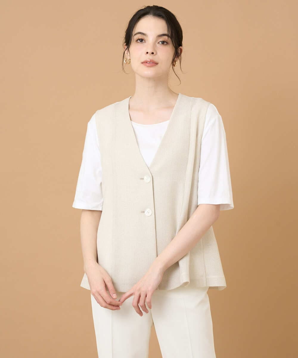 PRJGD60430 CHRISTIAN AUJARD(クリスチャン・オジャール) リネンライクカラミ ジレ アイボリー