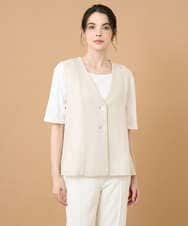 PRJGD60430 CHRISTIAN AUJARD(クリスチャン・オジャール) リネンライクカラミ ジレ アイボリー