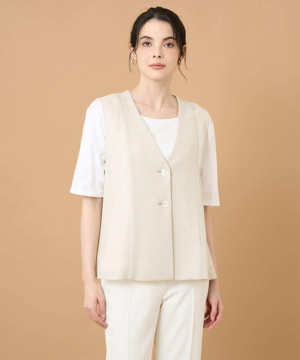 PRJGD60430 CHRISTIAN AUJARD(クリスチャン・オジャール) リネンライクカラミ ジレ アイボリー