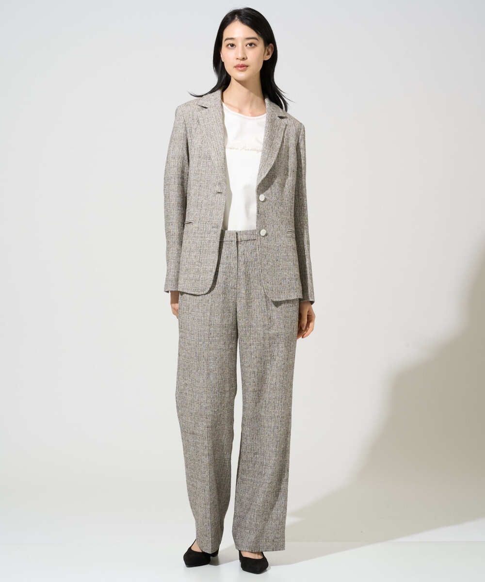 PRJGE01590 CHRISTIAN AUJARD(クリスチャン・オジャール) [セットアップ対応]ラスティックツイードジャケット ブラウン