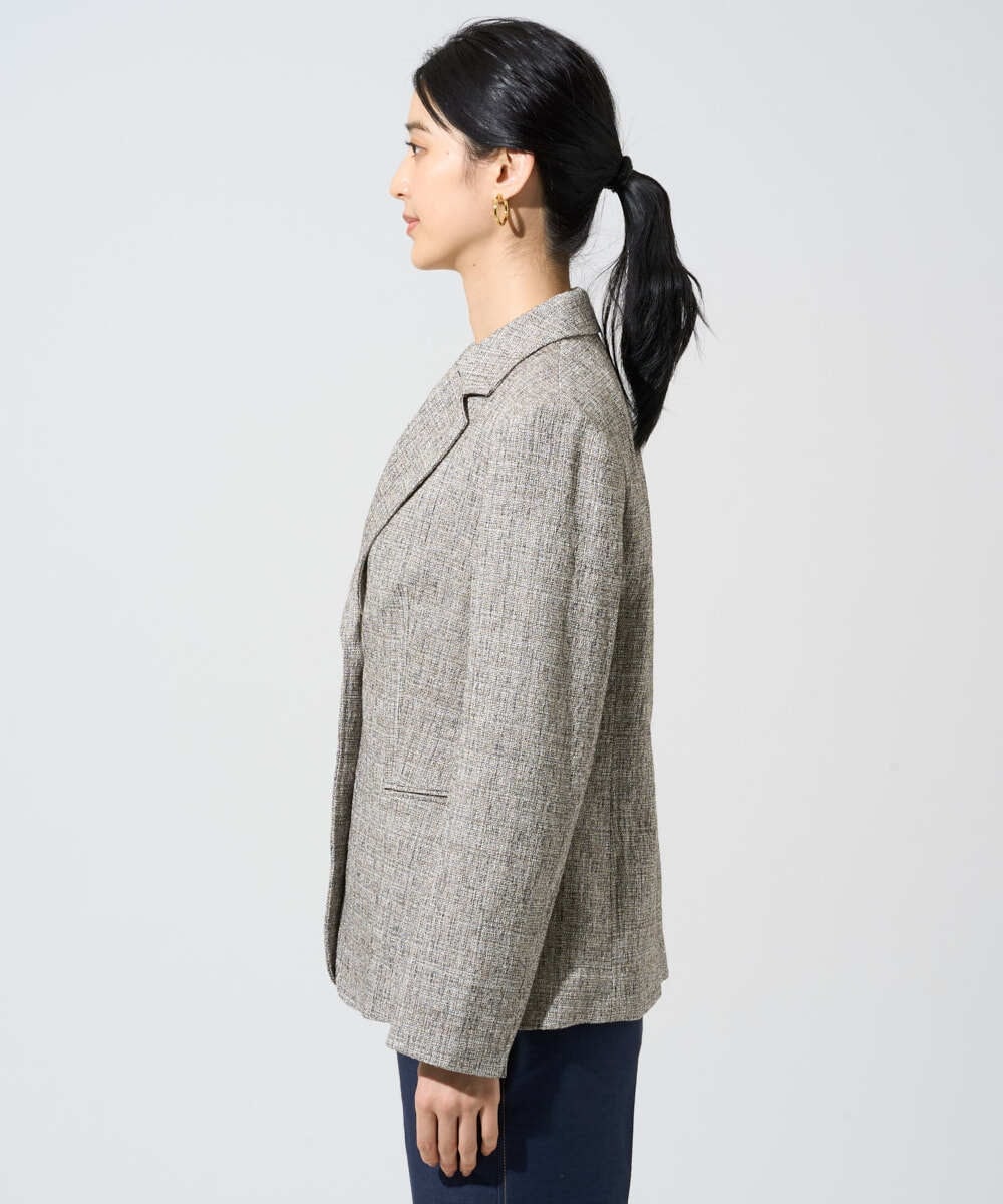 PRJGE01590 CHRISTIAN AUJARD(クリスチャン・オジャール) [セットアップ対応]ラスティックツイードジャケット ブラウン