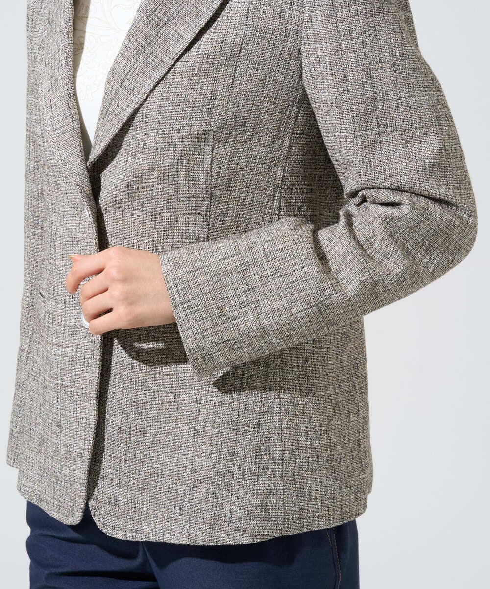 PRJGE01590 CHRISTIAN AUJARD(クリスチャン・オジャール) [セットアップ対応]ラスティックツイードジャケット ブラウン