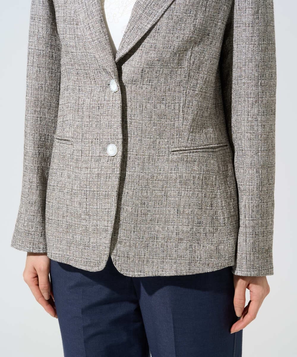 PRJGE01590 CHRISTIAN AUJARD(クリスチャン・オジャール) [セットアップ対応]ラスティックツイードジャケット ブラウン