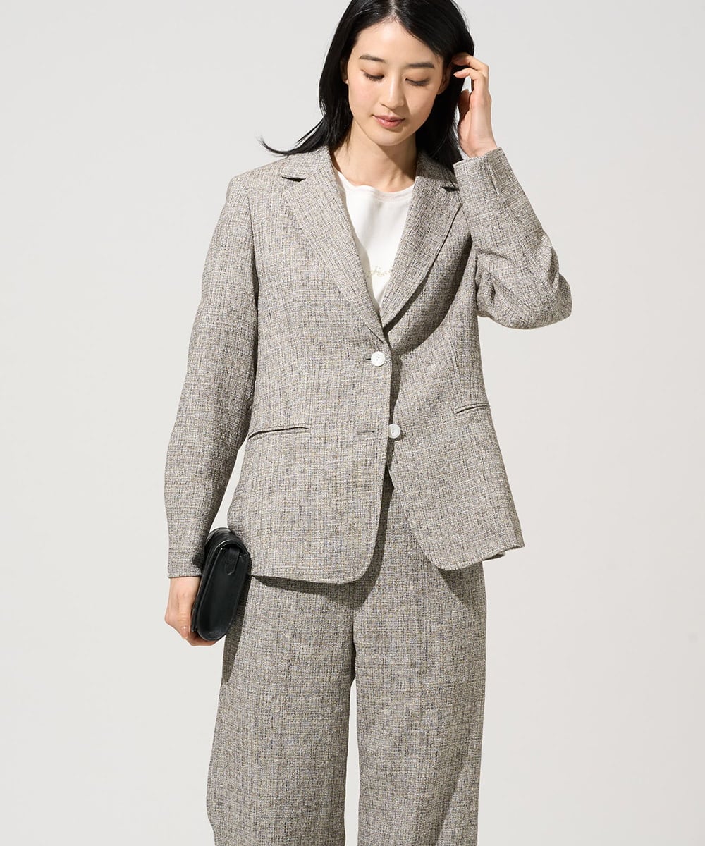 PRJGE01590 CHRISTIAN AUJARD(クリスチャン・オジャール) [セットアップ対応]ラスティックツイードジャケット ブラウン