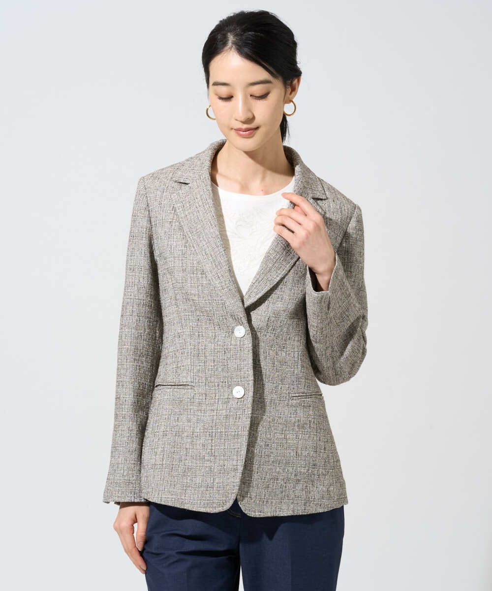 PRJGE01590 CHRISTIAN AUJARD(クリスチャン・オジャール) [セットアップ対応]ラスティックツイードジャケット ブラウン