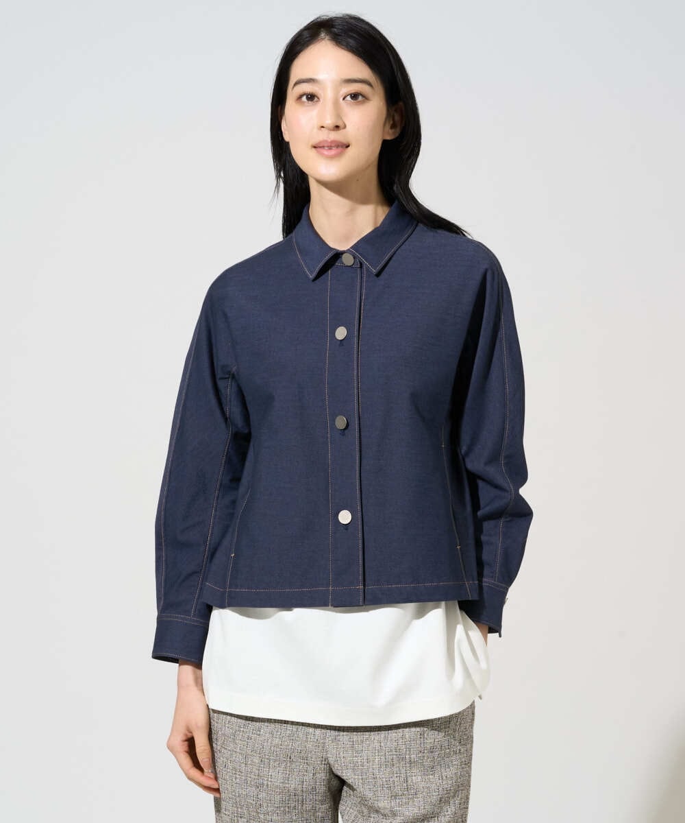 PRJGE07470 CHRISTIAN AUJARD(クリスチャン・オジャール) [セットアップ対応]ジャージーデニムジャケット ネイビー