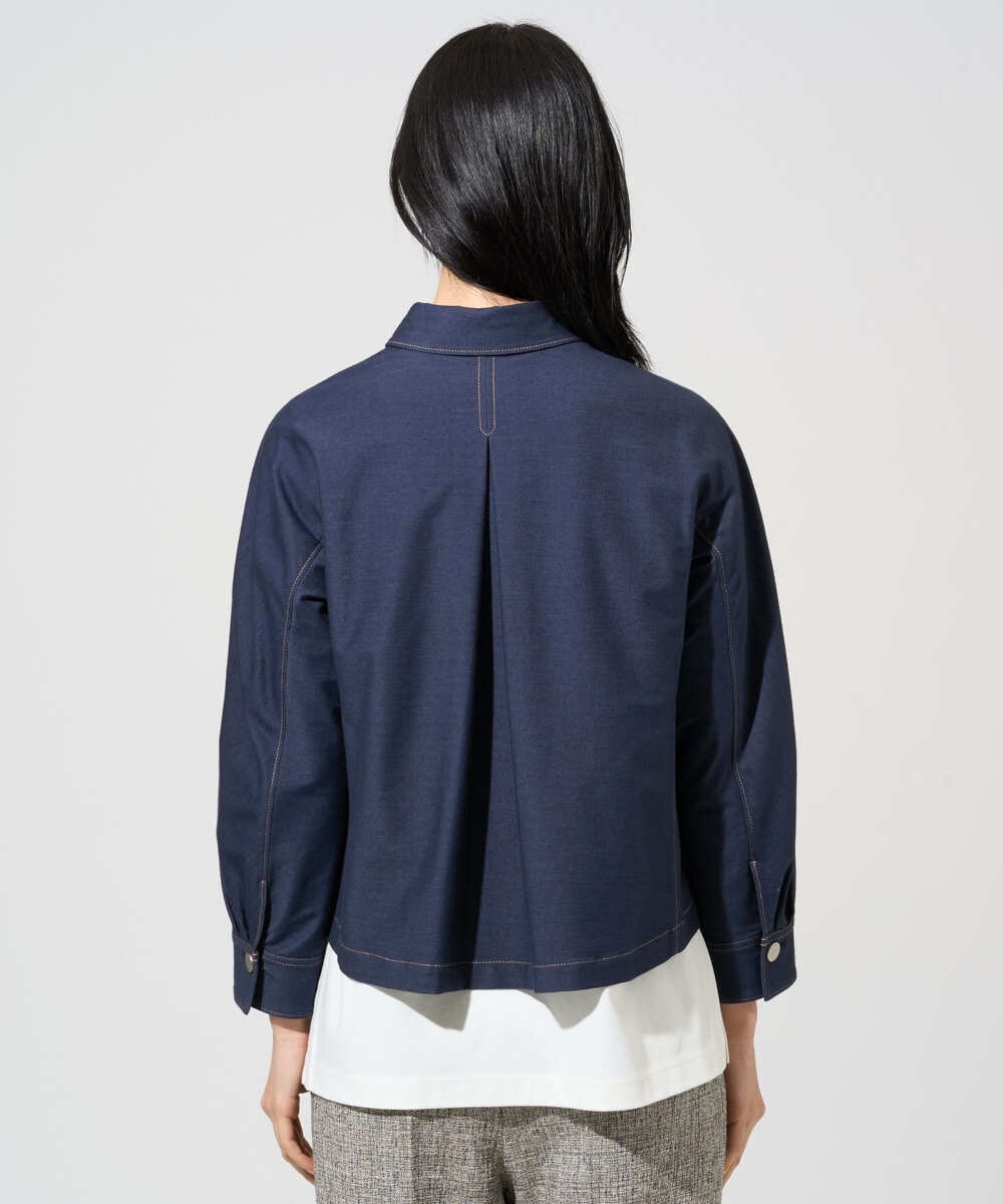 PRJGE07470 CHRISTIAN AUJARD(クリスチャン・オジャール) [セットアップ対応]ジャージーデニムジャケット ネイビー