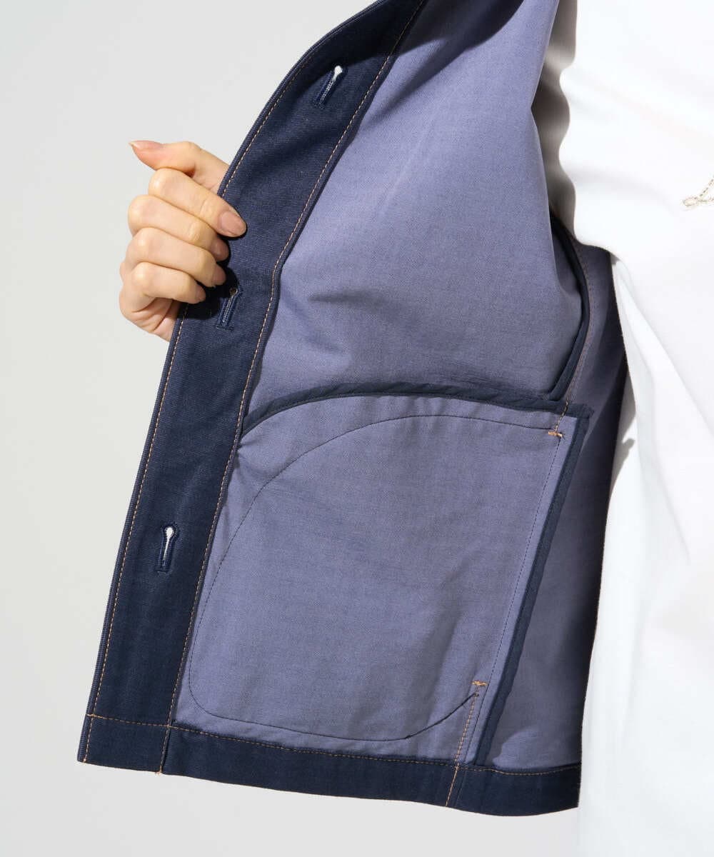 PRJGE07470 CHRISTIAN AUJARD(クリスチャン・オジャール) [セットアップ対応]ジャージーデニムジャケット ネイビー