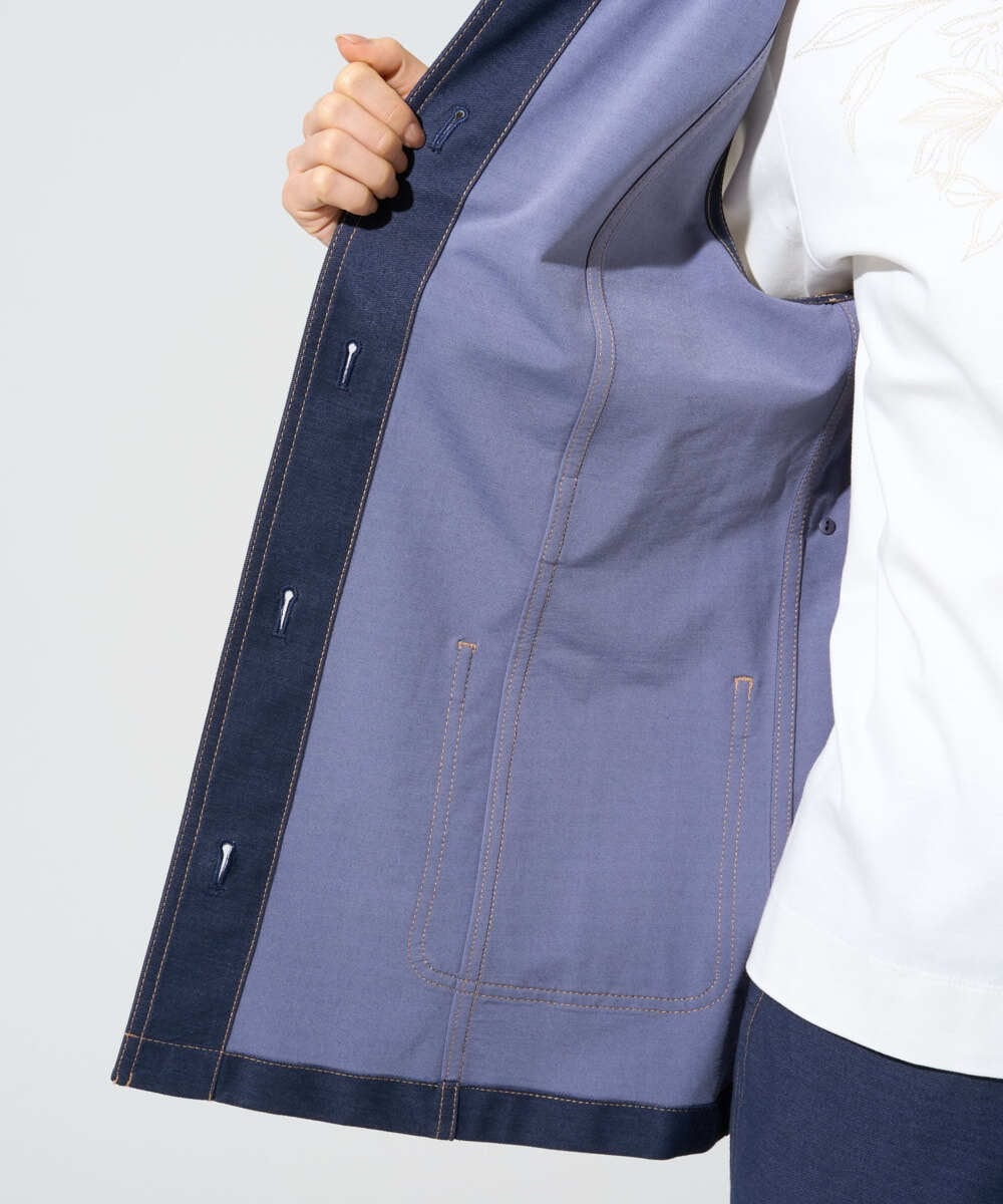 PRJGE08420 CHRISTIAN AUJARD(クリスチャン・オジャール) [セットアップ対応]ジャージーデニムジレ ネイビー