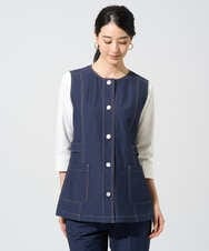 PRJGE08420 CHRISTIAN AUJARD(クリスチャン・オジャール) [セットアップ対応]ジャージーデニムジレ ネイビー