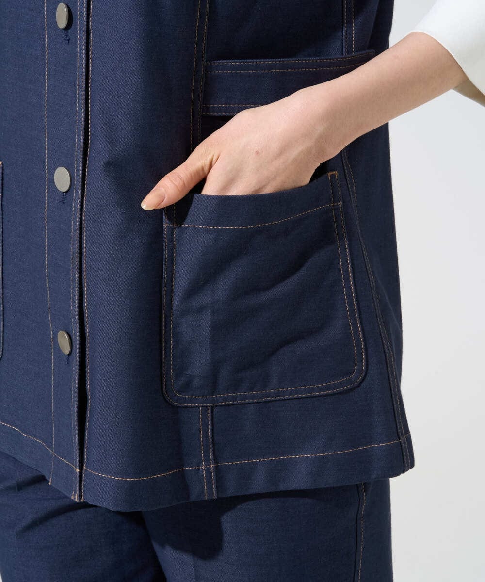 PRJGE08420 CHRISTIAN AUJARD(クリスチャン・オジャール) [セットアップ対応]ジャージーデニムジレ ネイビー