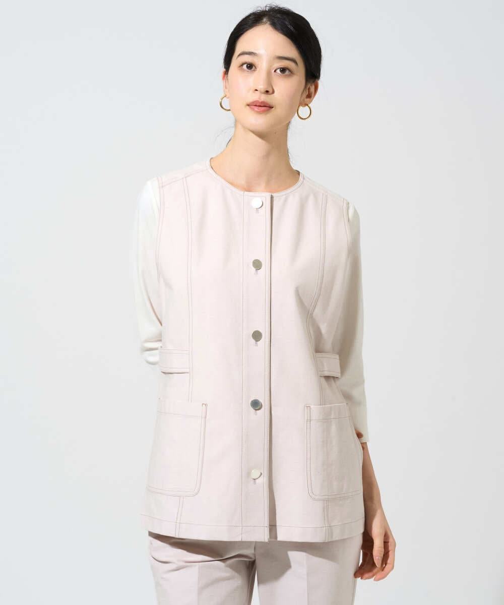 PRJGE08420 CHRISTIAN AUJARD(クリスチャン・オジャール) [セットアップ対応]ジャージーデニムジレ ベージュ