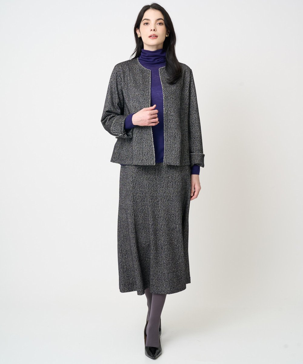 PRKCD09540 CHRISTIAN AUJARD(クリスチャン・オジャール) [セットアップ対応]ラメジャージー羽織り ブラック