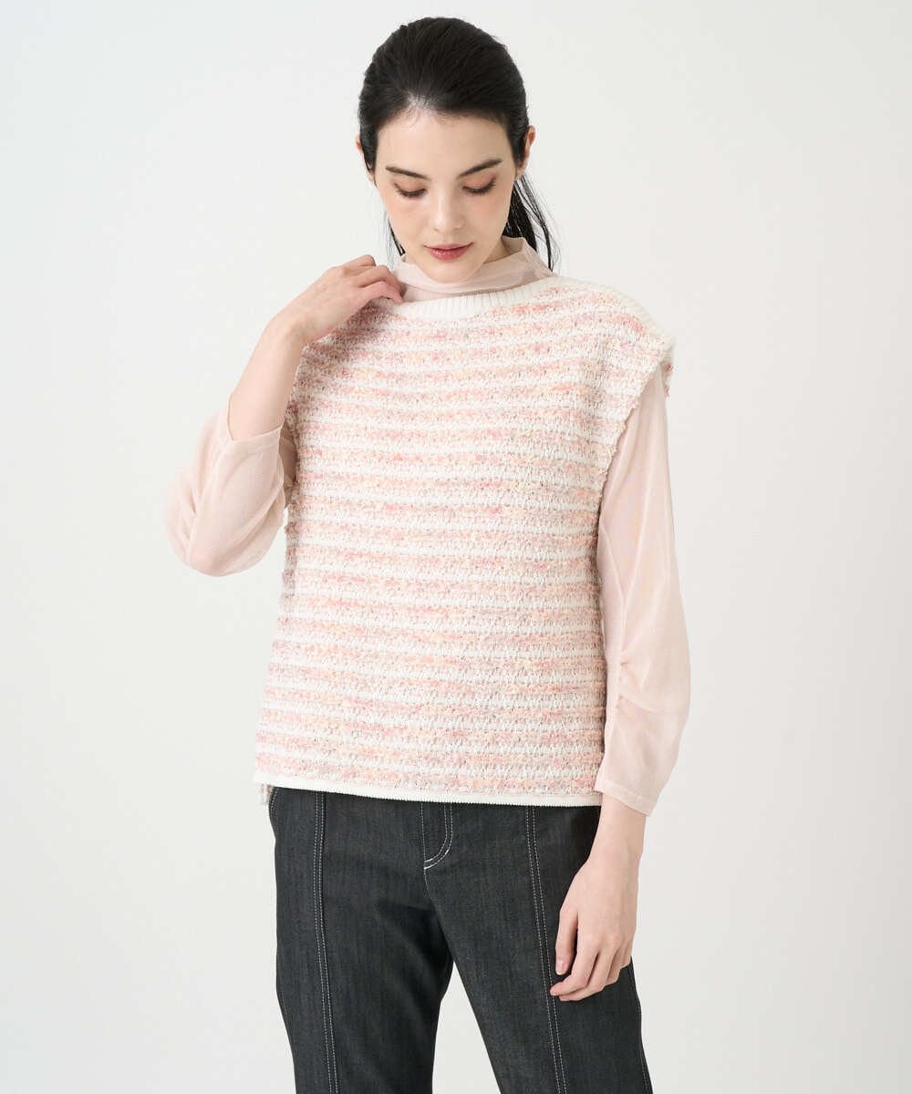 PRKEE17180 CHRISTIAN AUJARD(クリスチャン・オジャール) 長袖ラメチュールカットソー ピンク