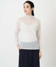 PRKEE17180 CHRISTIAN AUJARD(クリスチャン・オジャール) 長袖ラメチュールカットソー ライトグレー