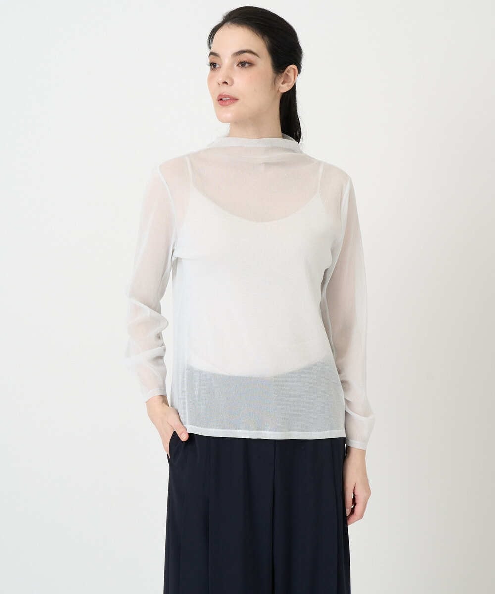 PRKEE17180 CHRISTIAN AUJARD(クリスチャン・オジャール) 長袖ラメチュールカットソー ライトグレー