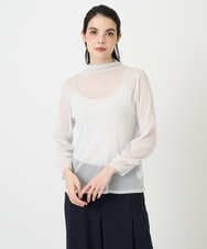 PRKEE17180 CHRISTIAN AUJARD(クリスチャン・オジャール) 長袖ラメチュールカットソー ライトグレー