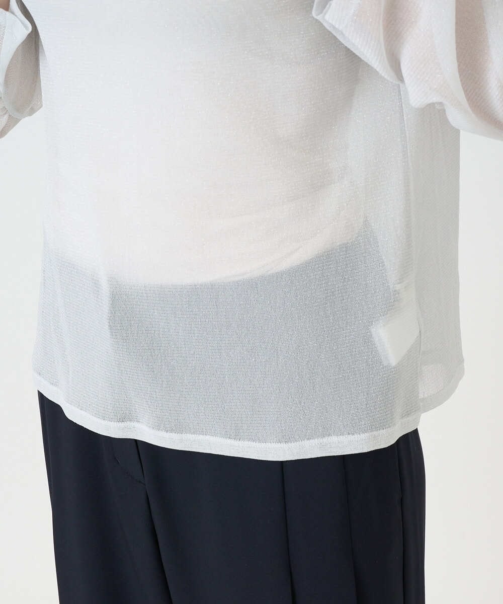 PRKEE17180 CHRISTIAN AUJARD(クリスチャン・オジャール) 長袖ラメチュールカットソー ライトグレー