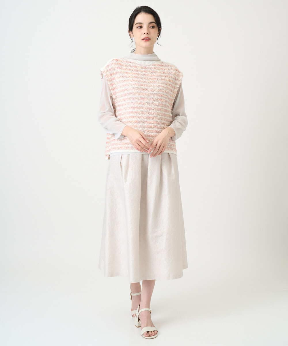 PRKEE17180 CHRISTIAN AUJARD(クリスチャン・オジャール) 長袖ラメチュールカットソー ライトグレー