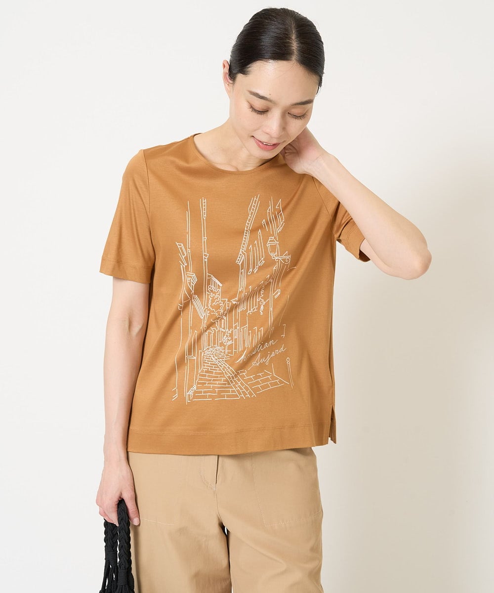 PRKGA47200 CHRISTIAN AUJARD(クリスチャン・オジャール) PARIS風景プリントTシャツ レンガ