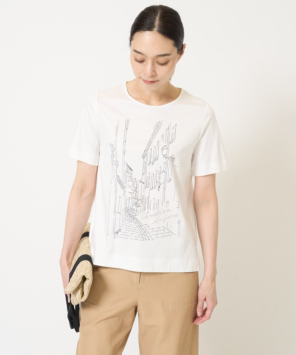 PRKGA47200 CHRISTIAN AUJARD(クリスチャン・オジャール) PARIS風景プリントTシャツ ホワイト