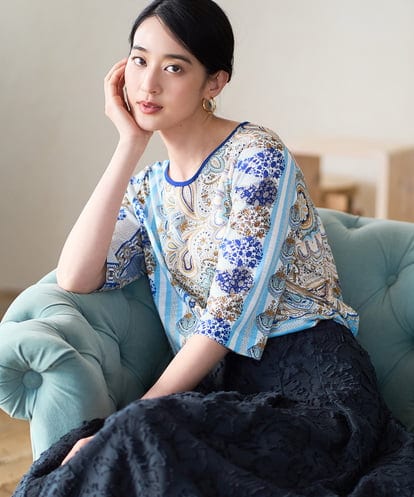 PRKGD26300  マリンブルーペーズリーカットソー