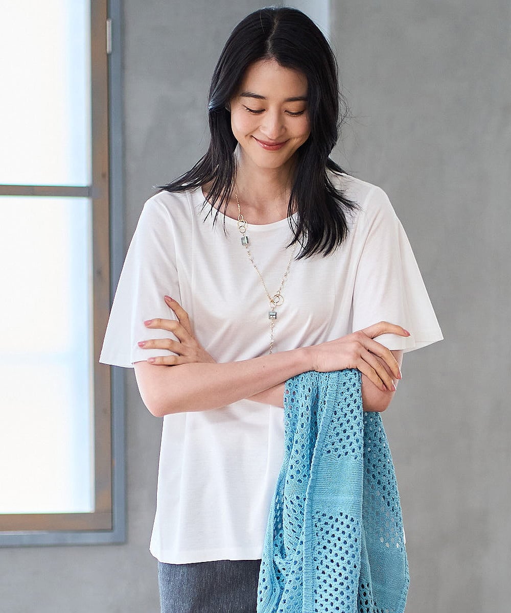 PRKGD28210 CHRISTIAN AUJARD(クリスチャン・オジャール) スムースフレアーカットソー ホワイト