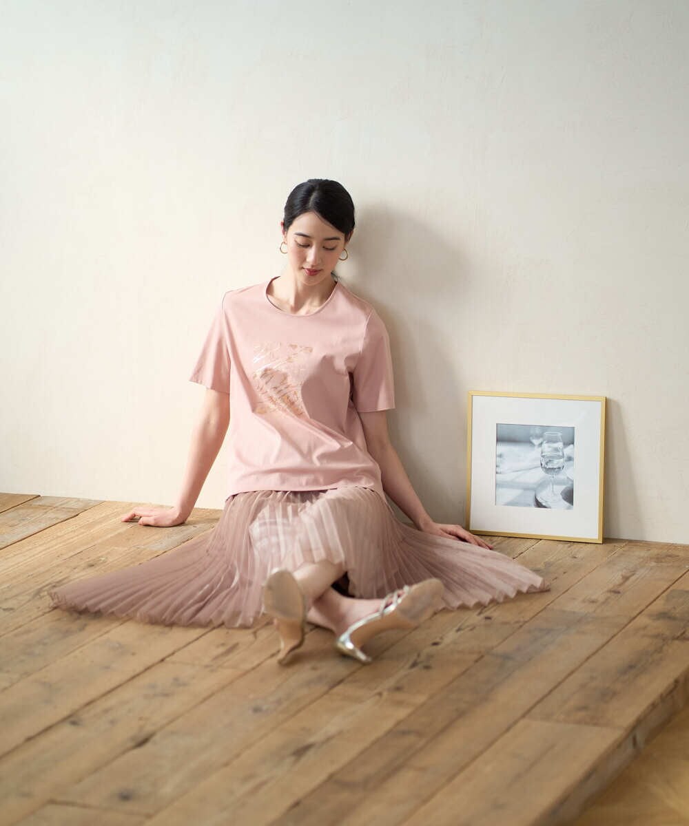 PRKGD43180 CHRISTIAN AUJARD(クリスチャン・オジャール) [接触冷感]ドライコットンカットソー ピンク