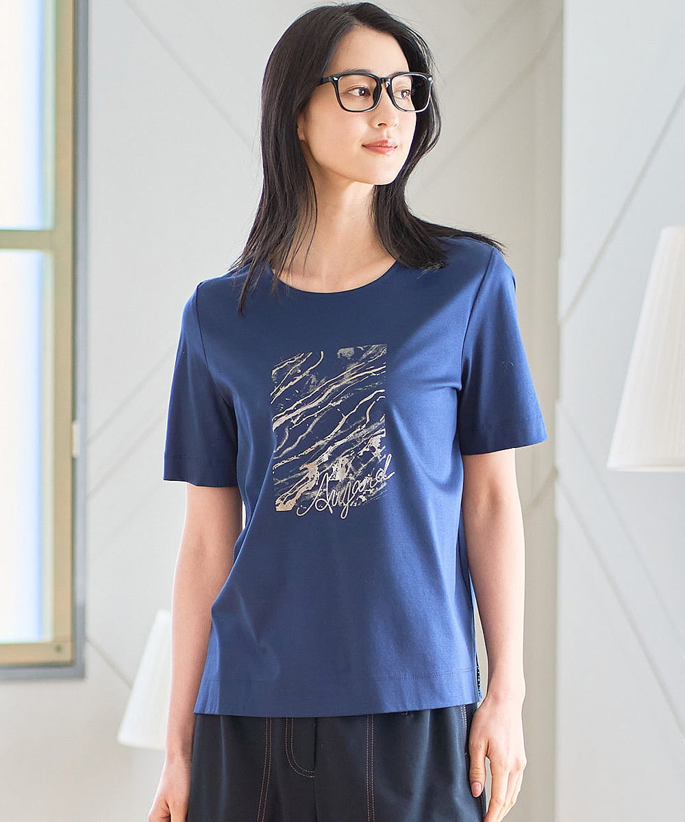 PRKGD43180 CHRISTIAN AUJARD(クリスチャン・オジャール) [接触冷感]ドライコットンカットソー ネイビー