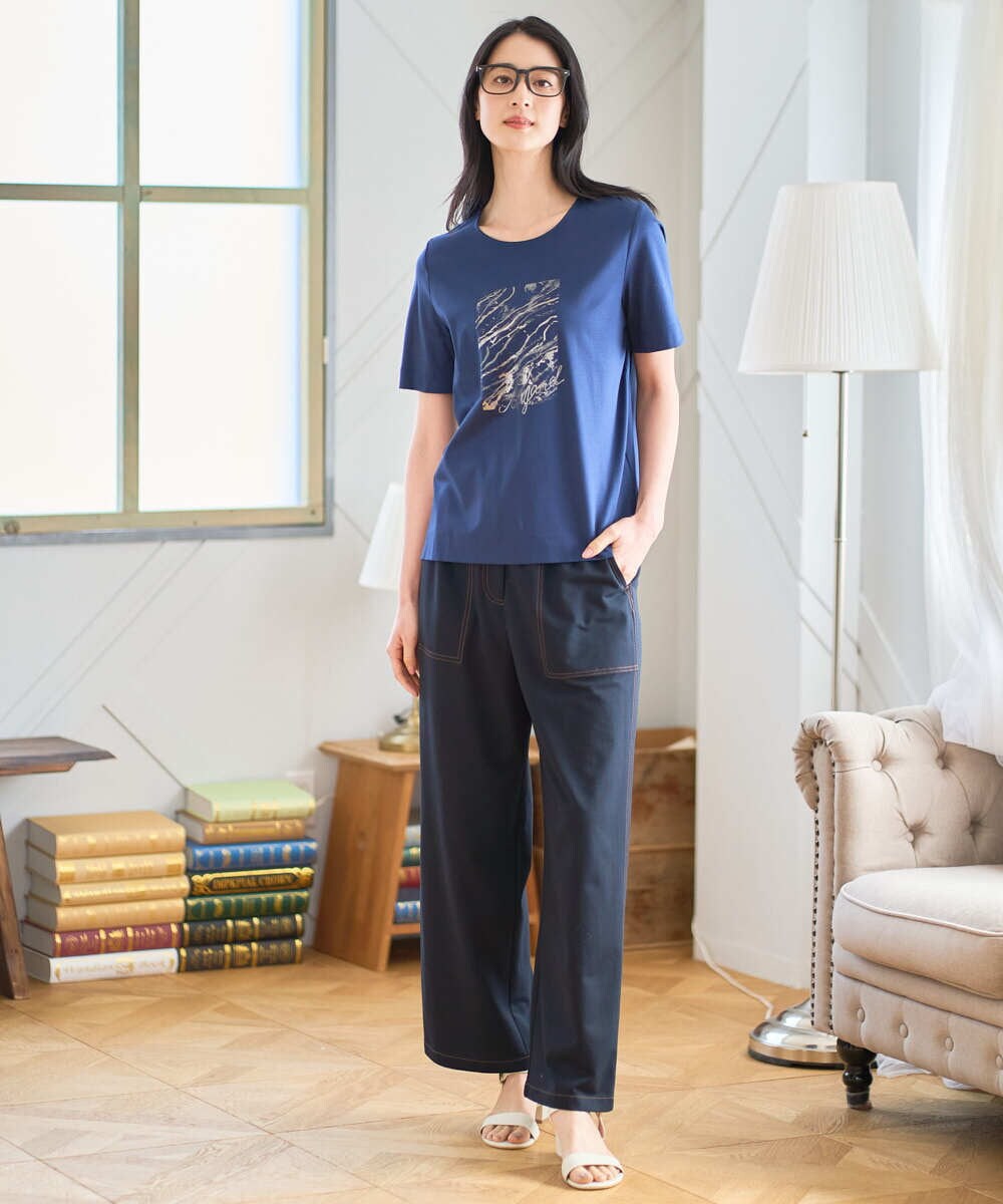 PRKGD43180 CHRISTIAN AUJARD(クリスチャン・オジャール) [接触冷感]ドライコットンカットソー ネイビー