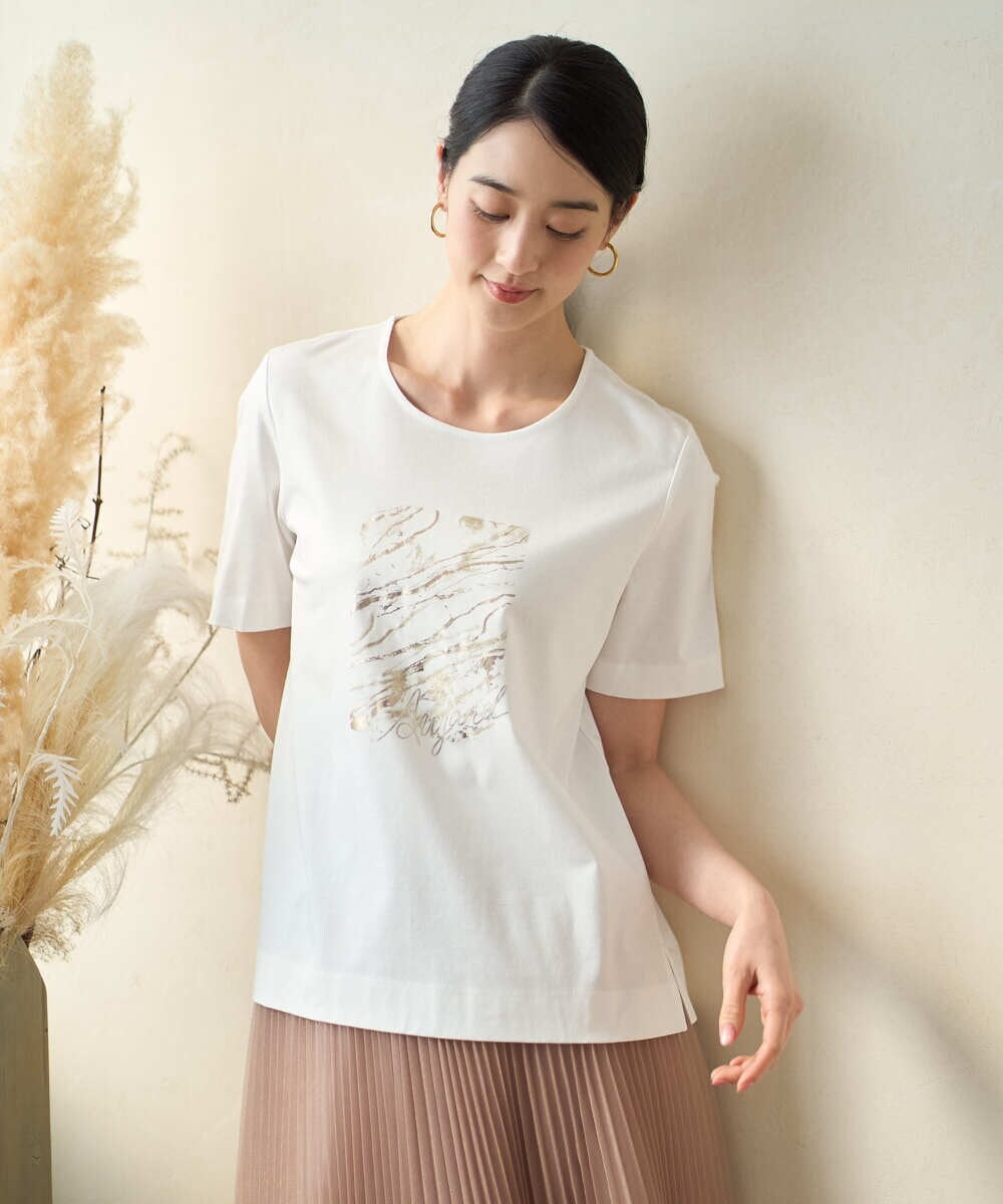 PRKGD43180 CHRISTIAN AUJARD(クリスチャン・オジャール) [接触冷感]ドライコットンカットソー ホワイト